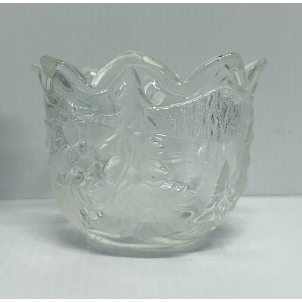 VTG Mikasa Christmas Story Crystal Clear Glass Votive Tea Light Candle Holder